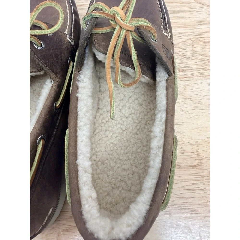 Sperry Men's Original Winter 2-Eye Boat Shoe brown shearling fleece lining #15‎